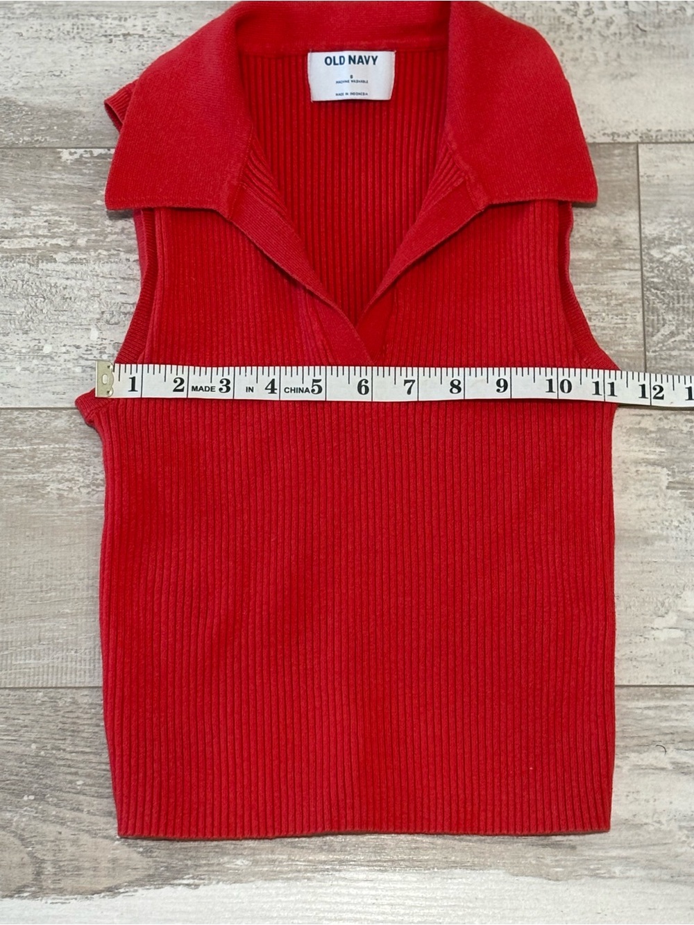 Old Navy Bright Red Ribbed Collared Tank